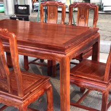 餐厅家具桌椅组合实木圆餐桌规格花梨木长方形桌子组合中式红木家具