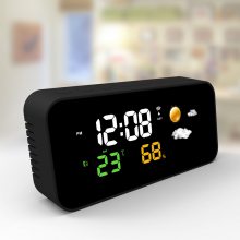 彩屏室内创意LED闹钟温度湿度镜面数码电子钟表工厂直发