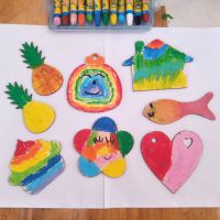 装饰木质小挂件涂鸦木片卡通木板儿童DIY材料幼儿园手工绘画材料