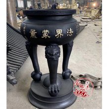 定做大型香炉寺庙铸铁纯铜双龙圆形平口特大室内家用祠堂插香供奉户外鼎