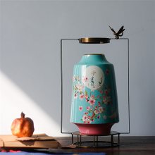 中美式复古陶瓷花瓶摆件 插干花客厅电视柜玄关现代简约陶罐水培器