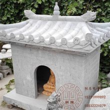 青石石雕土地庙 土地公婆牌位 佛龛神位