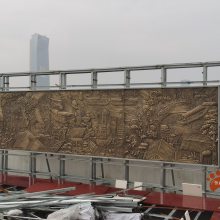 手工锻造纯铜壁画，清明上河图壁画，立体浮雕背景墙壁画