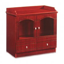 新枫格办公家具油漆实木贴皮储物柜胡桃色茶水柜