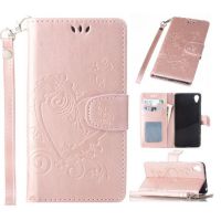 爱心压纹皮套 索尼Xperia XP/XA/X 相框插卡支架TPU钱包式手机套