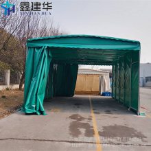 鑫建华活动雨棚 H型钢轨道双电机电动悬空雨篷 手动折叠伸缩棚