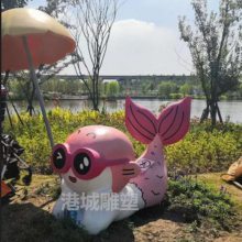 北海玻璃钢卡通海洋动物雕塑 动漫鱼宝宝公仔雕塑模型