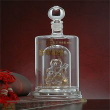 永鑫玻璃工艺酒瓶500ml内置小熊造型透明玻璃空酒瓶