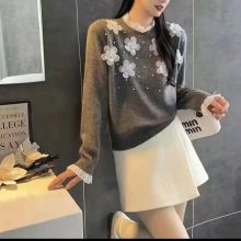 大邖·金标绵羊毛浣熊毛绒加厚洋气大码秋冬针织纯色羊绒打底衫