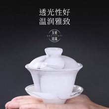 定制清新水墨琉璃盖碗茶杯 大号泡茶三才碗功夫茶碗套装家用单个