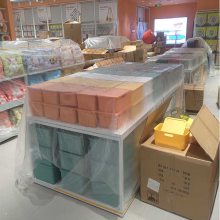 铁木结合烤漆小饰品货架玩具展示柜化妆品中岛名创展示柜