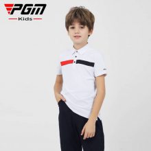 PGM儿童高尔夫服装男女童短袖T恤 吸湿青少年上衣男女童运动上衣