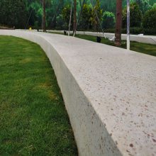 邵阳景观地坪材料 公园广场环形HPC泰科磨石坐凳 水洗石花坛施工