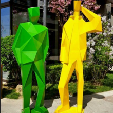 东莞广场抽象几何体玻璃钢切面人物雕塑商场摆件