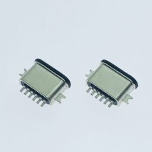 防水IPX8 TYPE-C锌合金母座 6Pin沉板SMT 一体式 带胶圈