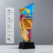 2024年新款树脂翅膀奖杯 员工激励奖品定制 水晶奖品制作