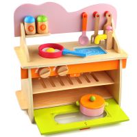 儿童木质制仿真过家家厨房煤气灶玩具套装男女孩做饭灶台1-3-5岁