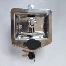 工程机械门锁 不锈钢面板锁 折叠T型把手柜锁 特种车辆工具箱锁 练培MS858F优质机械门锁不锈钢平面锁防震防水