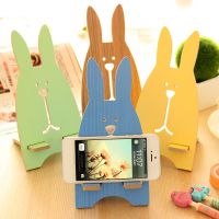 韩款创意手机座可爱越狱兔子手机支架 木质手机架 个性手机托架子