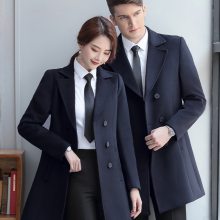 毛呢大衣订制秋冬黑色工装呢子大衣售楼部前台4S店保暖工作服外套