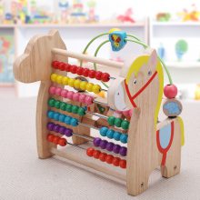 木丸子木制绕珠计算架儿童益智算珠学习玩具教具婴幼儿1-2-3岁