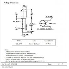 LTL-307Y型号 LTL-307Y-DEL波长595nm黄绿光直插二极管灯珠 5mm通孔安装