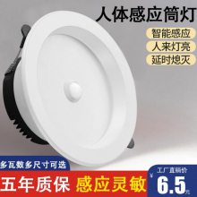 led智能聲控人體感應(yīng)筒燈嵌入式天花燈家用吊頂玄關(guān)過(guò)道走廊射燈