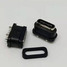 TYPE C 16P立式防水母座 USB C型16P直插防水母头 配防水胶圈