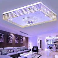 客廳燈長方形溫馨七彩網(wǎng)格水晶燈飾主臥室燈平板吊燈led吸頂燈具