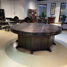 高品味红木餐厅家具结构 精磨3000目紫光檀和谐圆餐桌传承国粹