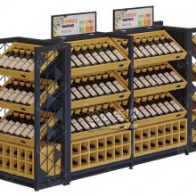 超市红酒货架展示架酒庄酒行白酒葡萄酒木质酒架展柜陈列柜-惠诚货架