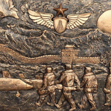 福安酒店软装设计 艺术品 品牌 馆 民宿 青铜雕塑艺术品 前台背景浮雕 伍一艾