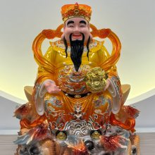 财神爷摆件家用汉白玉文财神五龙财神像店铺***树脂彩绘摆件