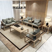新中式沙发实木简约沙发现代客厅家具123沙发组合 橡胶木中式复古
