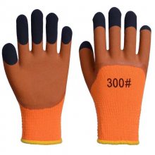 劳保手套发泡乳胶加厚保暖防寒毛圈浸胶nai磨nai油透气舒适