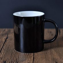 黑色陶瓷色釉马克杯水杯送礼礼品 创意牛奶杯饮料杯 马克杯刻字定制logo