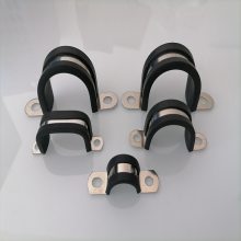U型包胶管夹FLT-U40-M6不锈钢双边固定夹防滑减震马鞍型电缆抱箍