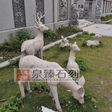 园林鹿群组合石雕 母子鹿石雕样式 动物石雕鹿