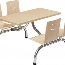 饭堂连体餐桌椅 单位食堂餐桌椅款式 4人连体不锈钢餐桌椅