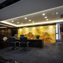 办公室墙体彩绘 黄色调长城油画风景 扬州地区上门绘制 南京新视角