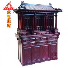 屋顶神龛佛龛供台 屋顶仿宫殿三室带门神楼