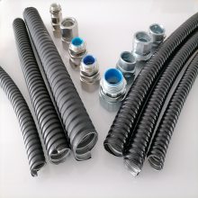 PVC型阻燃包塑波纹穿线管黑色柔性电缆套管 镀锌+低烟无卤DN12货源