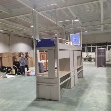 民旭科技供应可定制加厚公寓床 蓝色学校现代风钢木床