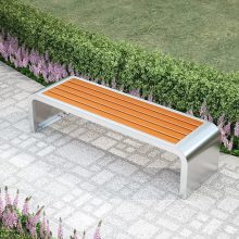 不锈钢公园椅户外长椅菠萝格实木长条凳别墅小区***休闲椅景观凳