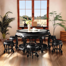 正宗紫光檀餐桌厂家 定制各种尺寸电动圆台 名琢世家品牌企业