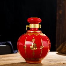 景德镇5斤 10斤装红大灯笼陶瓷酒瓶中国红陶瓷密封酒瓶空酒具酒罐