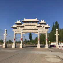 石雕牌楼村庄入口青石门楼 景区广场石牌坊 古建寺庙石雕牌楼