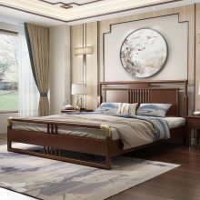 新中式实木床胡桃1.8米双人床家具1.5现代简约高箱储物床收纳轻奢