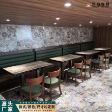 牛排餐厅家具案例-美式牛排西餐厅桌椅靠墙卡座沙发