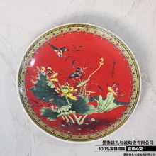 陶瓷青花挂盘 水点桃花纪念盘 工艺品家居摆设